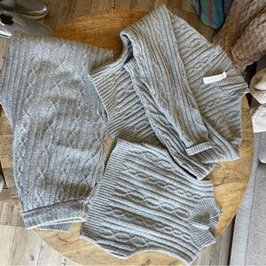 ALO Yoga Light Gray Knit Sweater Set